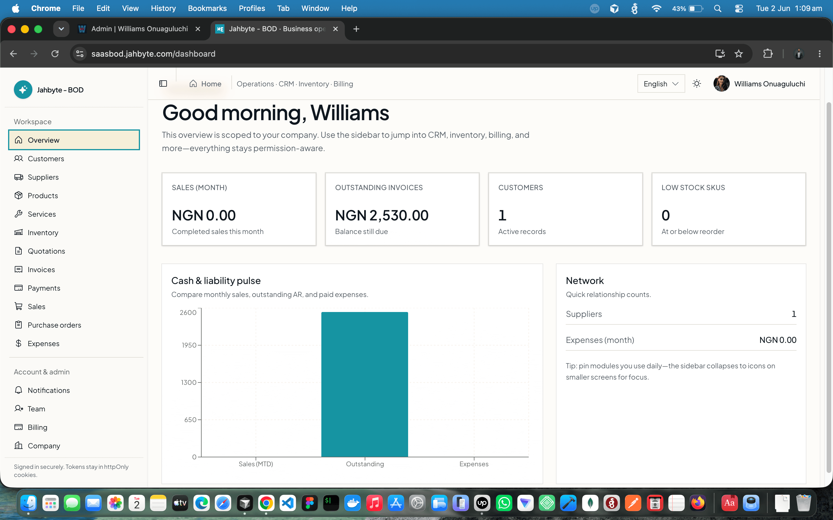JAHBYTE BOD: Multi-Tenant Business Operations SaaS (CRM, Billing, Inventory) — screenshot 2 of 7