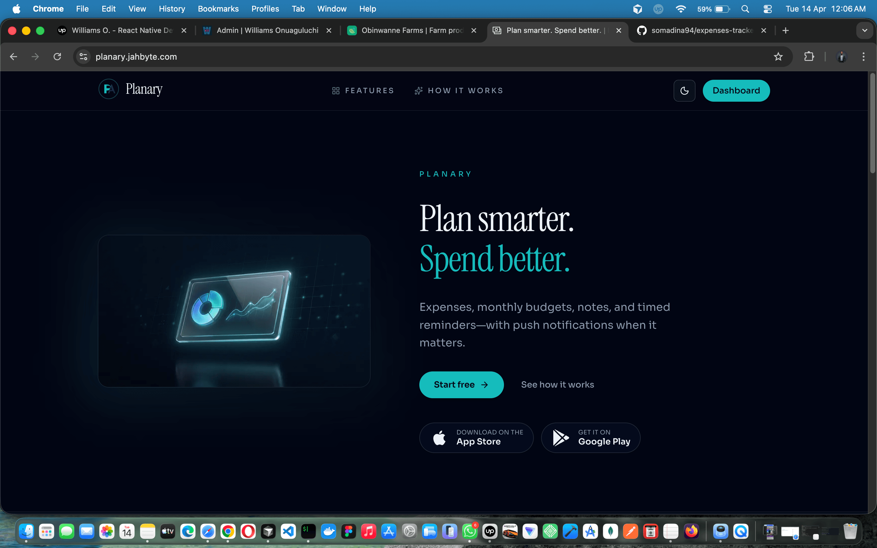 Planary — Full-Stack Personal Finance Web App | Next.js, React Query, shadcn/ui, Framer Motion | Budgets, Expenses, Notes & Push Notifications — screenshot 2 of 10