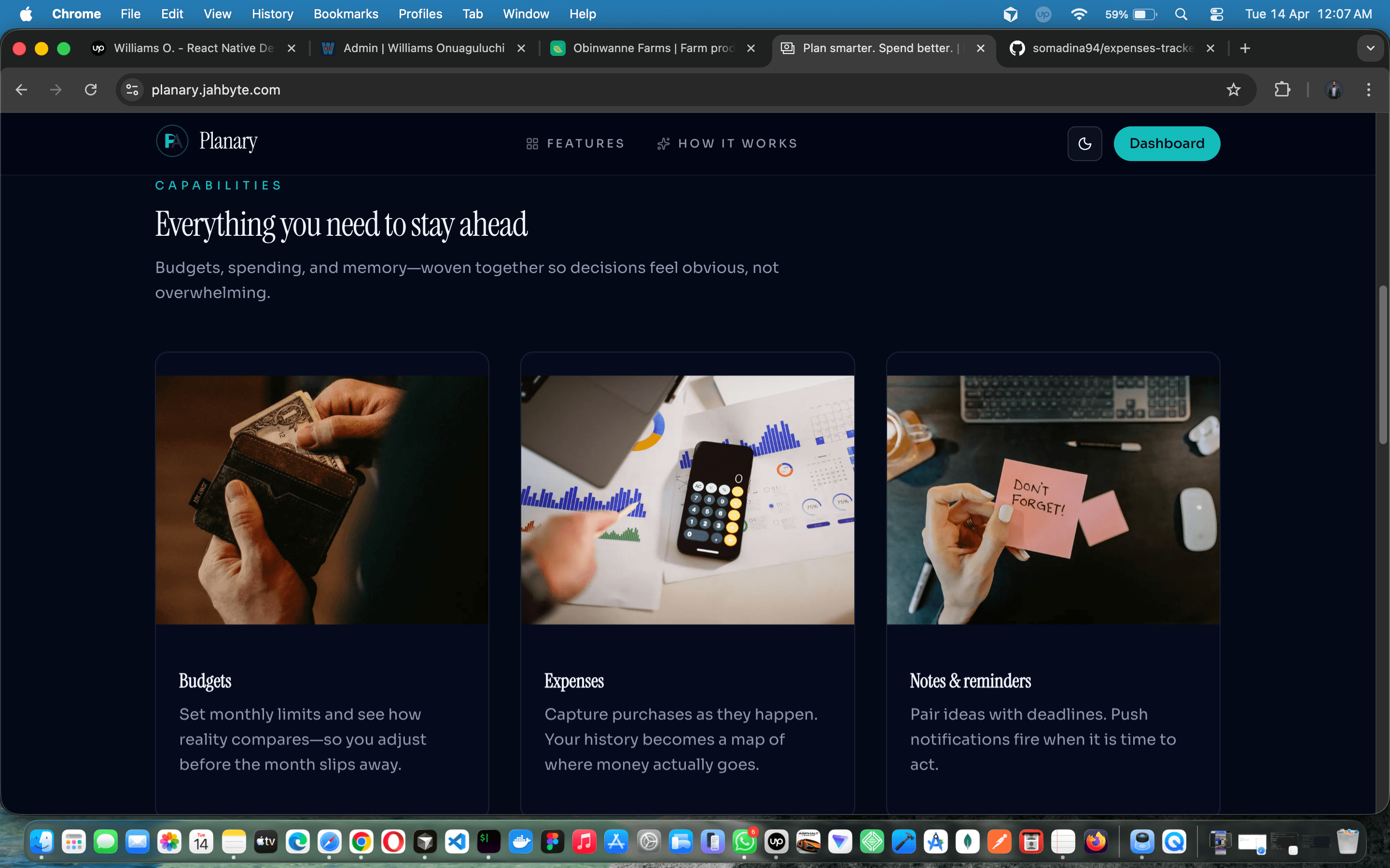 Planary — Full-Stack Personal Finance Web App | Next.js, React Query, shadcn/ui, Framer Motion | Budgets, Expenses, Notes & Push Notifications — screenshot 3 of 10